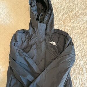 Kids Northface rain jacket. Black. Size 10/12.